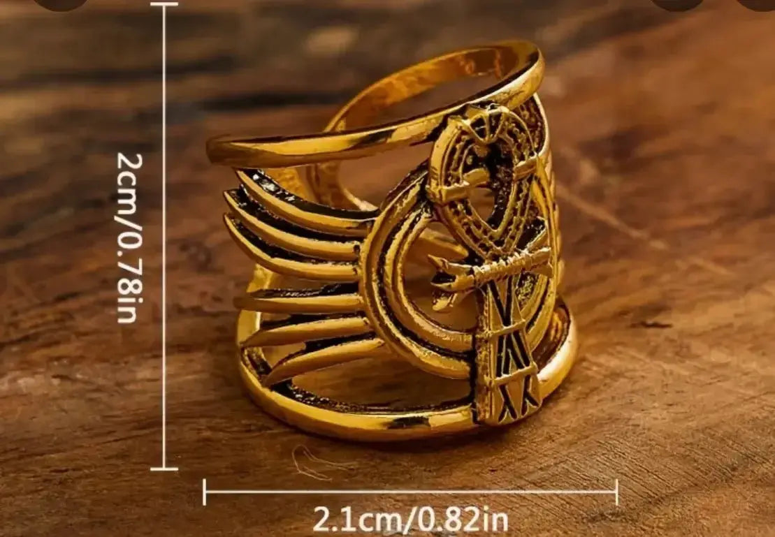 Egyptian Ankh Ring - Sacred Symbol Statement Ring - CosmicBlueprint7