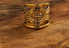 Egyptian Ankh Ring - Sacred Symbol Statement Ring - CosmicBlueprint7