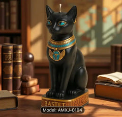 Bastet Egyptian Cat Statue - Black & Gold Goddess Figurine - CosmicBlueprint7