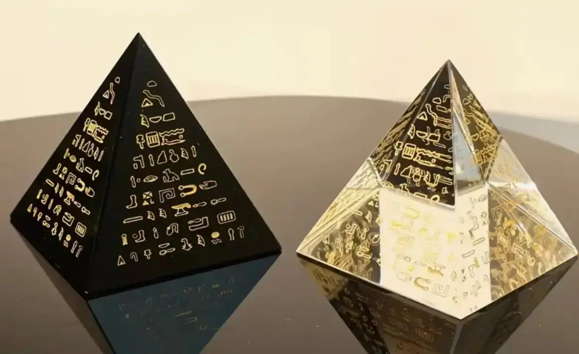 Egyptian Hieroglyphic Crystal Pyramid - Sacred Geometry Energy Tool - CosmicBlueprint7