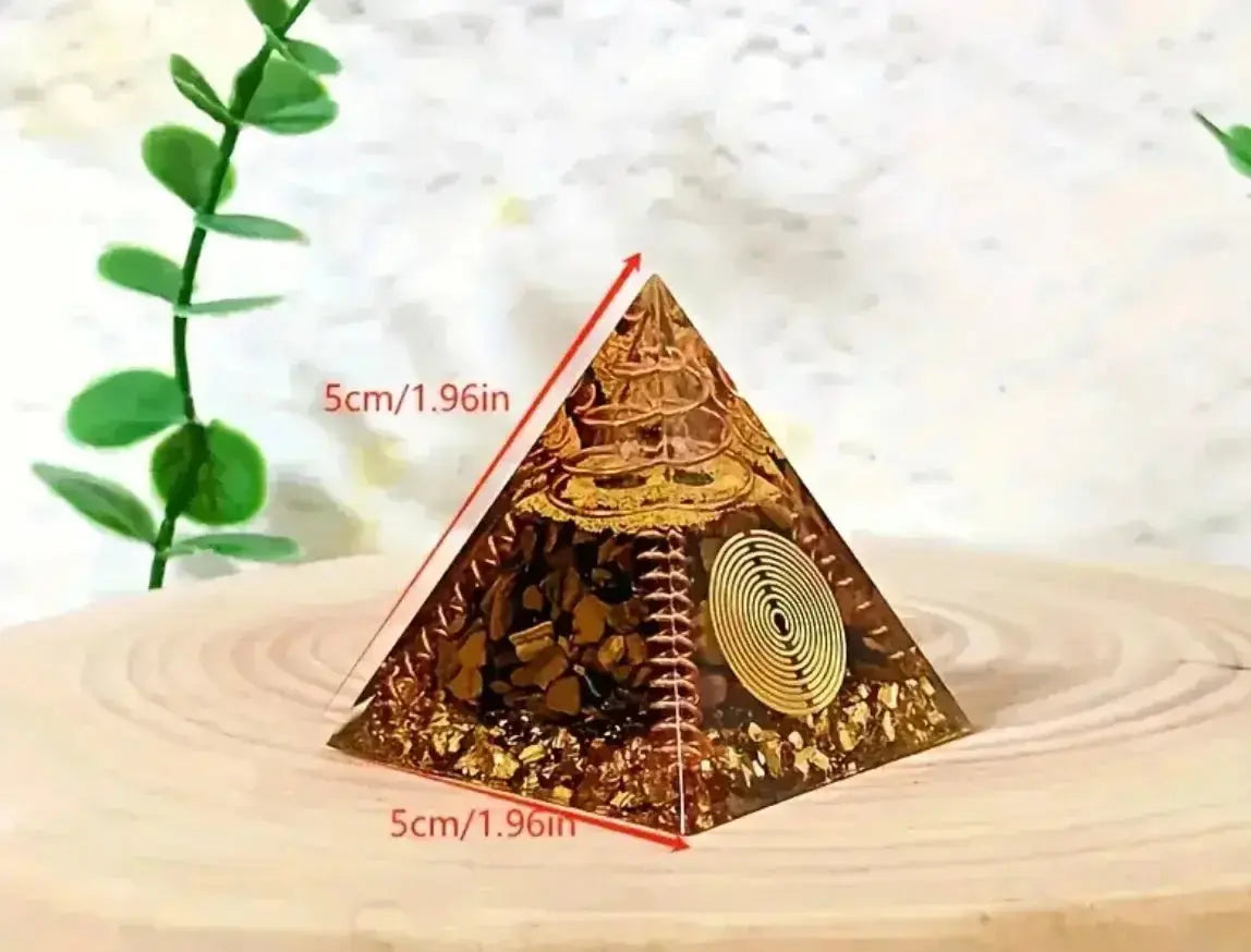 Orgonite Pyramid with Tiger's Eye - EMF Protection & Energy Amplifier (5cm) - CosmicBlueprint7