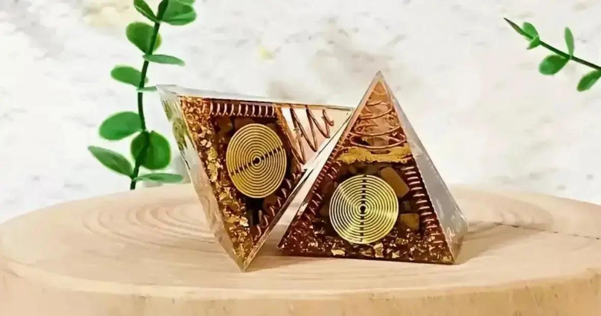 Orgonite Pyramid with Tiger's Eye - EMF Protection & Energy Amplifier (5cm) - CosmicBlueprint7