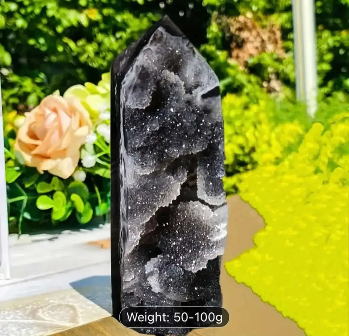 Black Tourmaline in Quartz Crystal Point - Protection & Grounding (50-100g) - CosmicBlueprint7