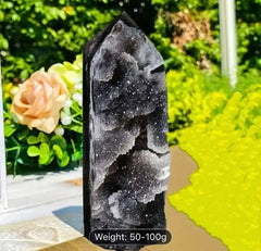 Black Tourmaline in Quartz Crystal Point - Protection & Grounding (50-100g) - CosmicBlueprint7