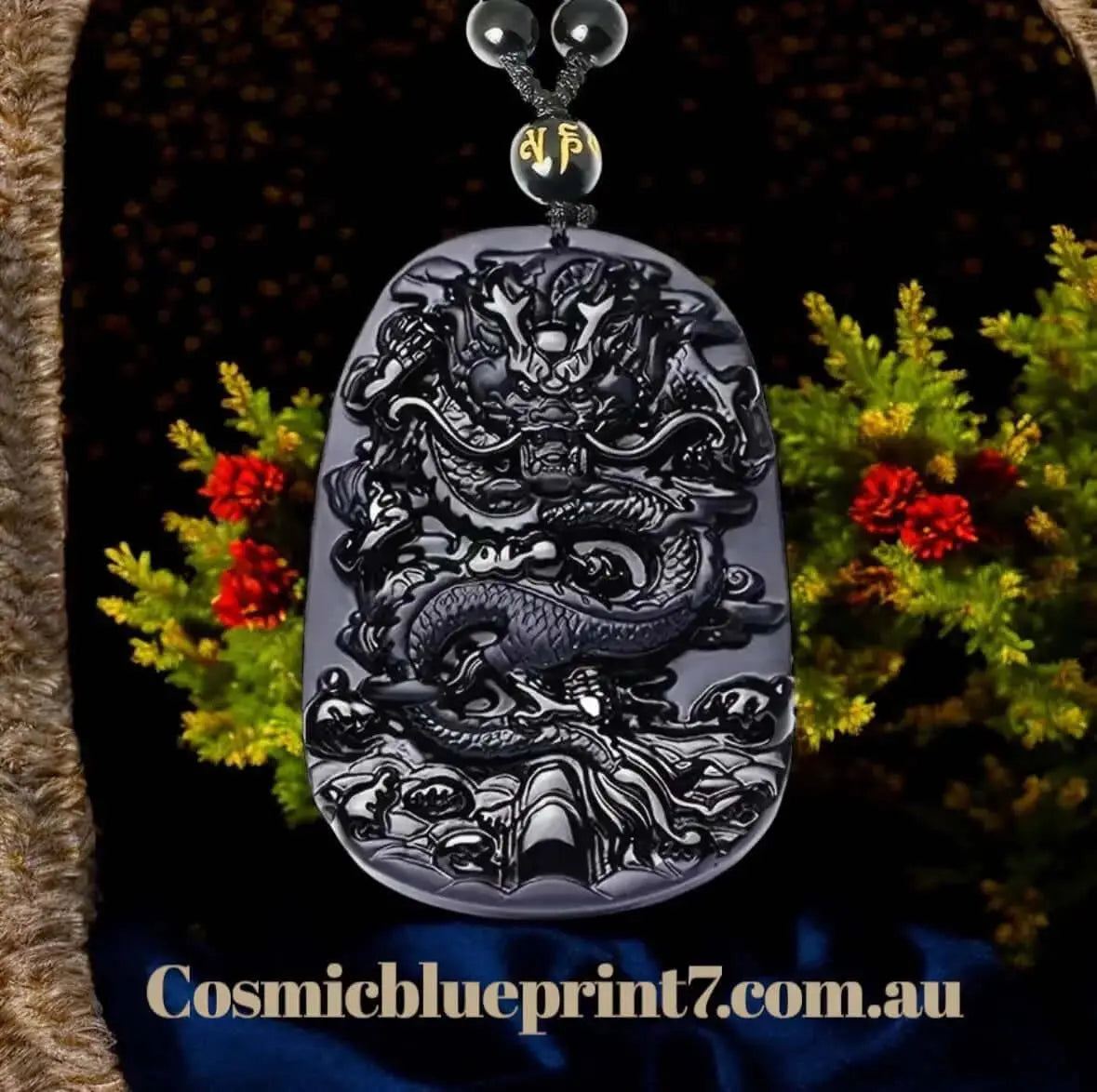 Men's Natural Obsidian Dragon Pixiu Necklace Pendant with Peace Buckle Amulet - Retro Style and Powerful Protection - CosmicBlueprint7