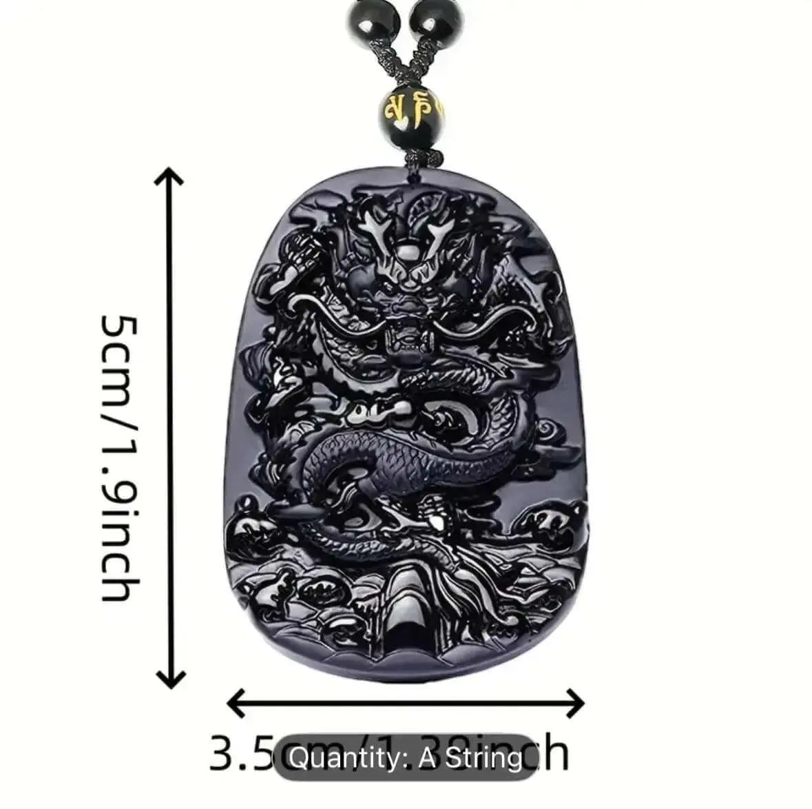 Men's Natural Obsidian Dragon Pixiu Necklace Pendant with Peace Buckle Amulet - Retro Style and Powerful Protection - CosmicBlueprint7