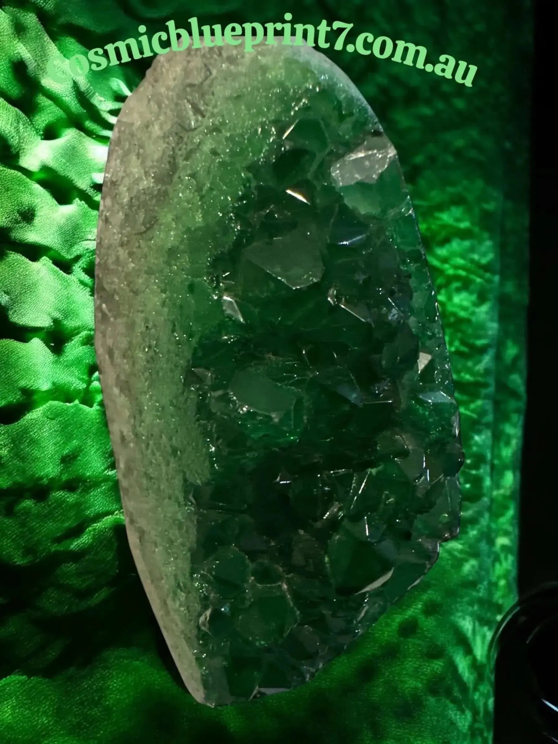 Green Crystal Cluster Geode Point Wand - CosmicBlueprint7