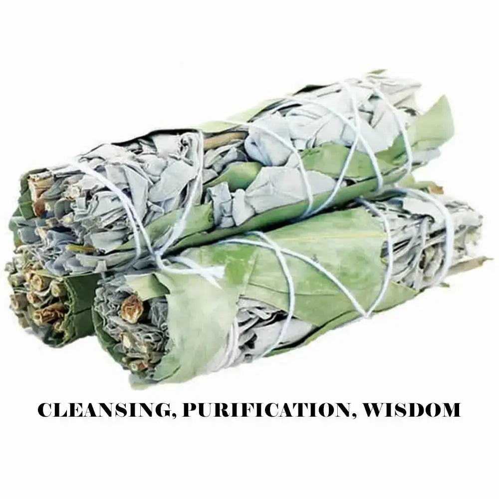 SMUDGE STICK - White Sage and Eucalyptus 10cm - CosmicBlueprint7