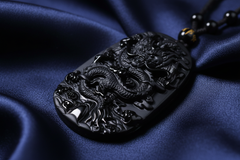 Black Obsidian Dragon Pendant - Macro Detail