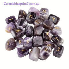 Amethyst Rune Stones 25Pcs Natural Stone Crystal Runes - CosmicBlueprint7