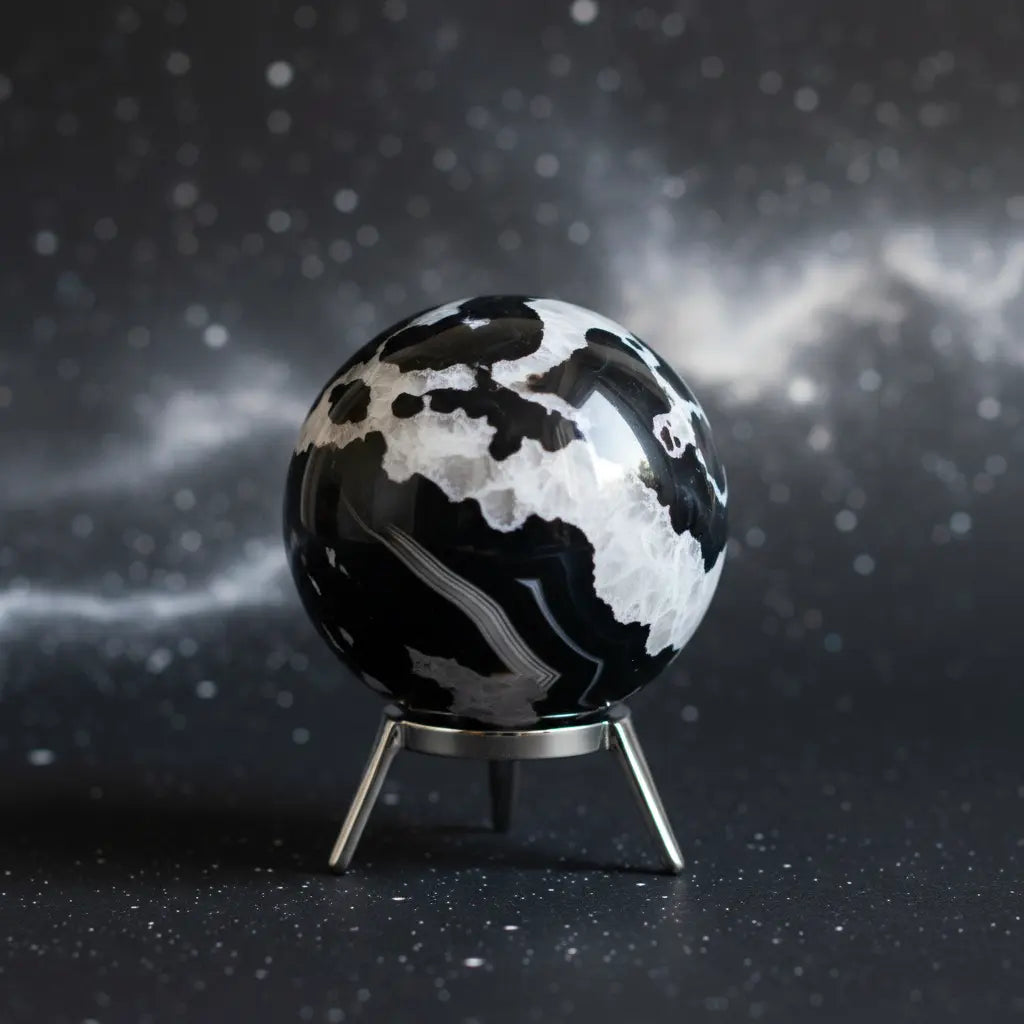Black and White Volcanic Agate Sphere