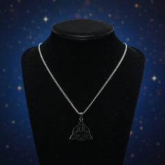 Black Triquetra Silver Chain Necklace