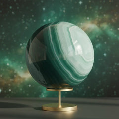 Large Green Agate Crystal Sphere