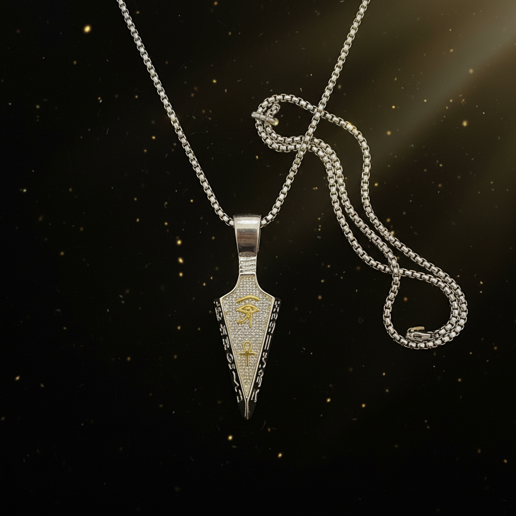 Silver Arrowhead Eye of Horus Necklace